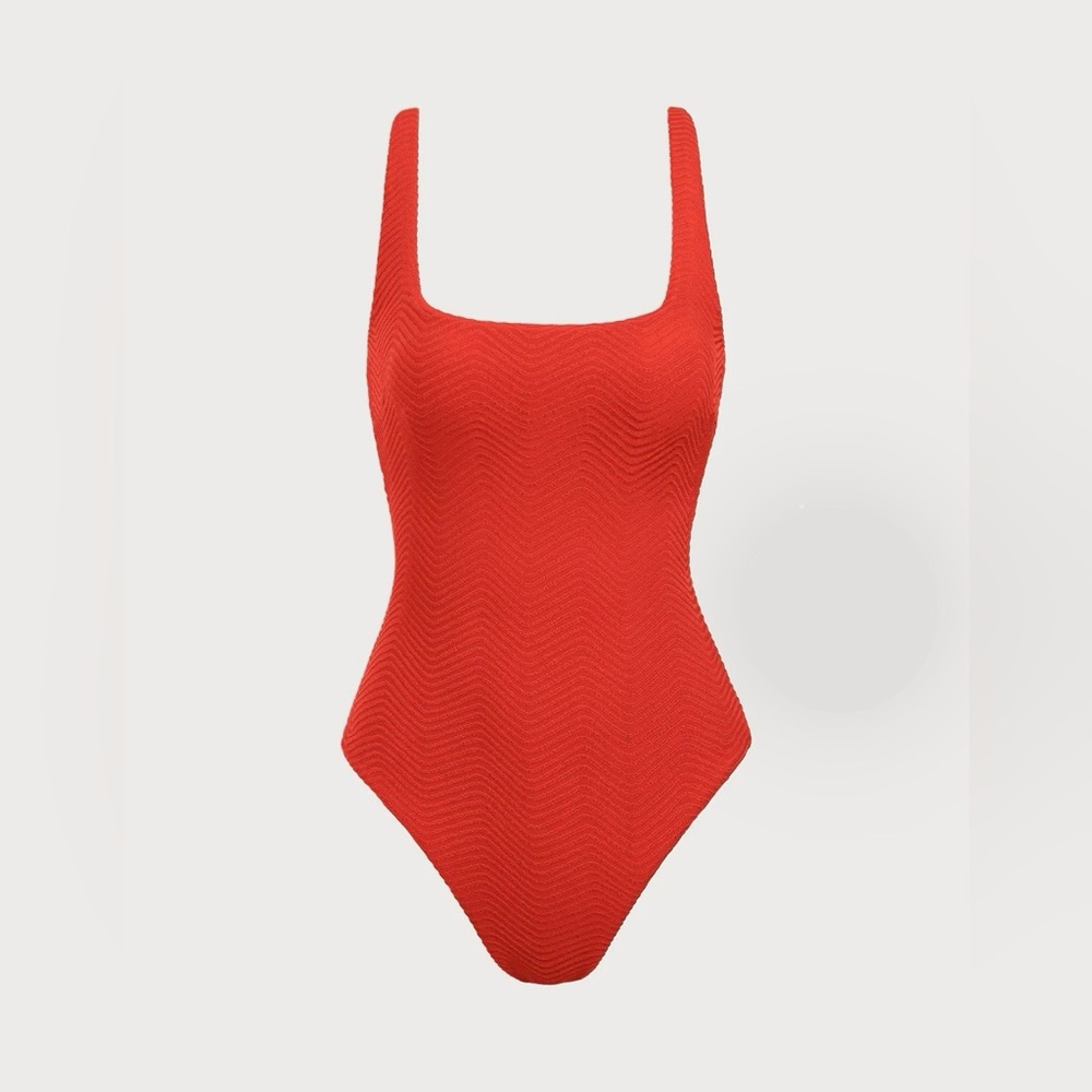 Red Textured Backless One-Piece Swimsuit - Medium / US 6-8